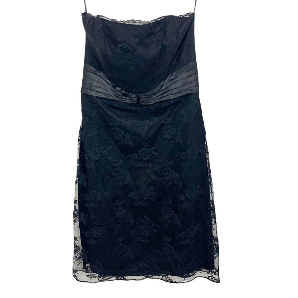 White House Black Market Black Lace Strapless Cocktail Formal Dress - Size 12